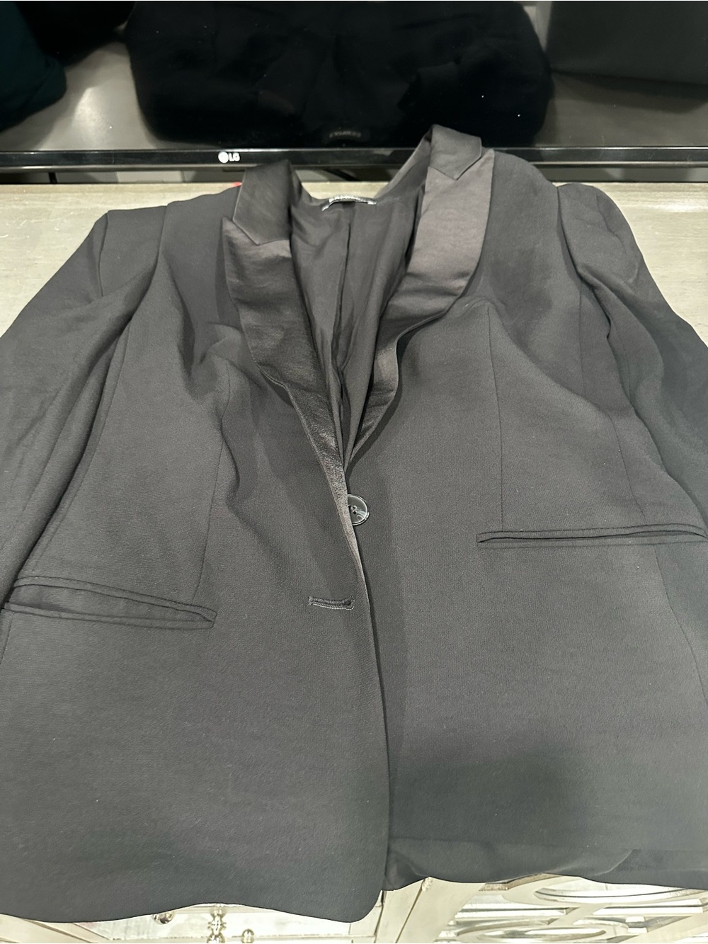 Express Black Women's Satin-Lapel Blazer